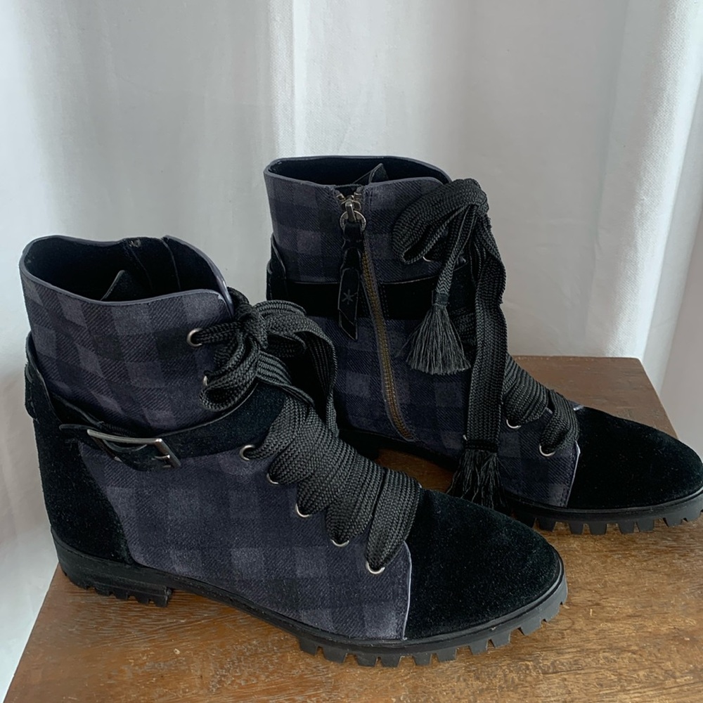 Suede Plaid Booties